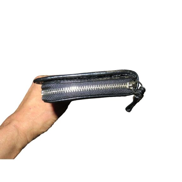 COACH Poppy Madras Tartan Plaid Signature C Canvas  Wallet Black Pink Blue - Picture 3 of 11